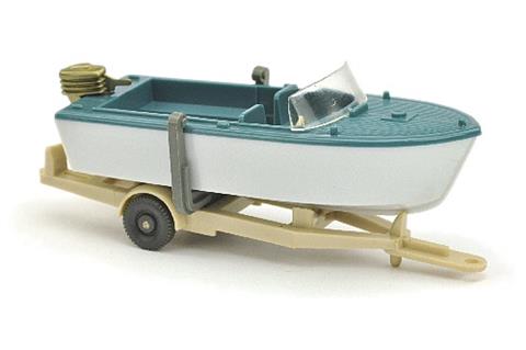 Motorboot auf Anhänger, mattgraublau/altweiß