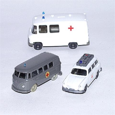 Konvolut 3 Krankenwagen der 60er/70er Jahre