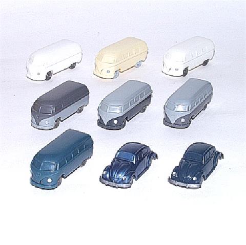 Konvolut 6+3 unverglaste VW-Modelle