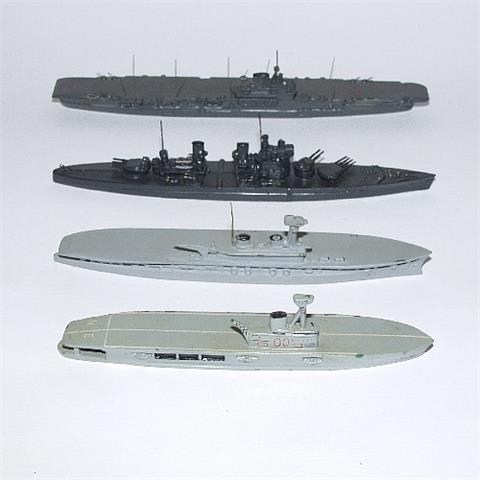 Konvolut 4 britische Kriegsschiffe