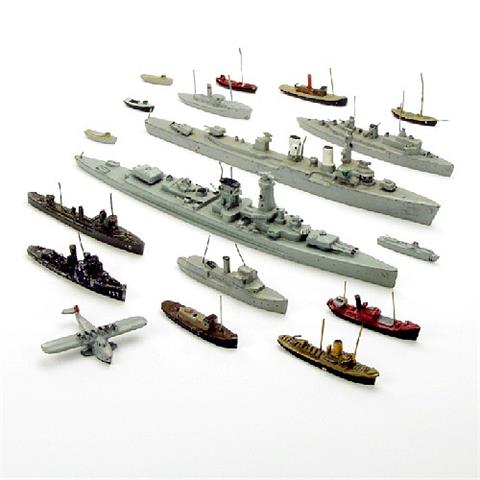 Konvolut 17+1 Schiffsmodelle der 30er Jahre