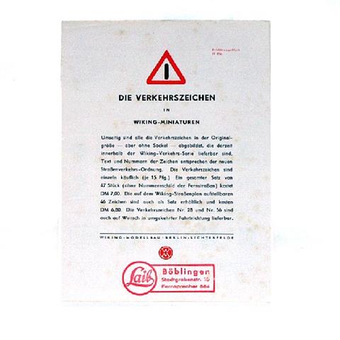 Verkehrszeichen-Erklärungsblatt 1954