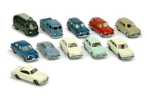 Konvolut 11 VW-PKW der 60er/70er Jahre