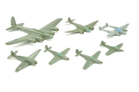 Konvolut 7 amerikanische Flugzeuge (Grünlinge)