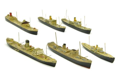 Konvolut 6 Frachtschiffe (um 1950)