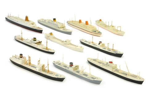 Konvolut 10 Zivilschiffe (um 1960)
