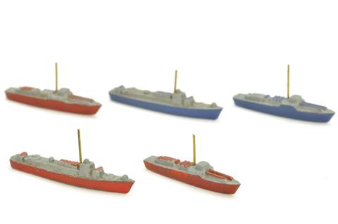 Konvolut 5 kleine Einsatz-Schiffe (um 1950)