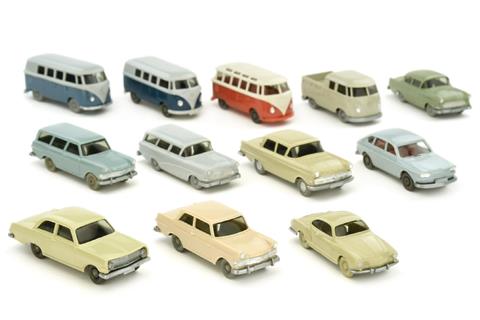 Konvolut 12 VW-/Opel-PKW der 1960er Jahre