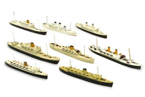 Konvolut 8 Passagierschiffe (um 1950)