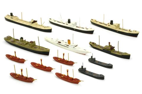 Konvolut 13 Zivilschiffe (um 1950)