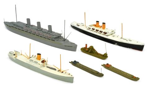 Konvolut 5+1 Zivilschiffe der 1950er Jahre