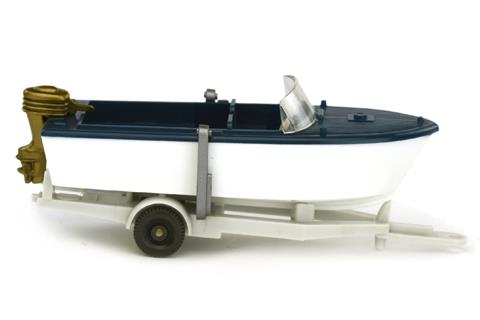 Motorboot auf Anhänger, ozeanblau/weiß