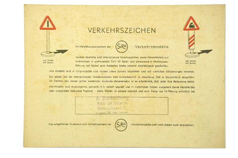 SIKU - Verkehrszeichen-Erklärungsliste (um 1955)