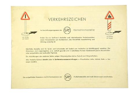 SIKU - Verkehrszeichen-Erklärungsliste (um 1956)