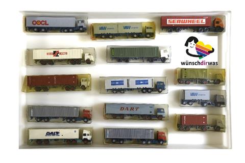 Konvolut 14 Container-LKW der 1970er/80er Jahre